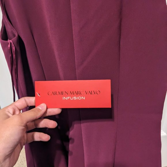 Carmen Marc Valvo Infusion burgundy dress- size 6 - Picture 4 of 9